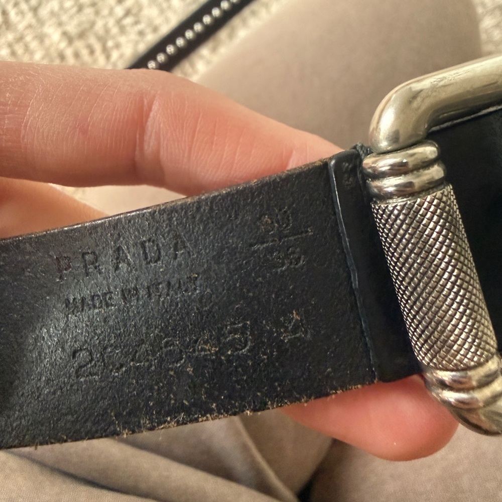 Prada Black Studded Leather Belt - Picture 3 of 4